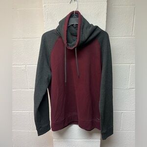 Express Maroon and Charcoal Fleece Hoodie